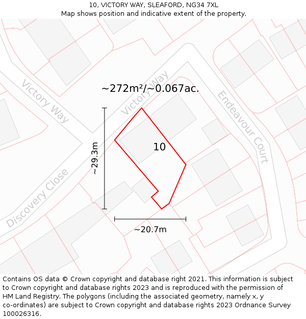 10, VICTORY WAY, SLEAFORD, NG34 7XL: Plot and title map