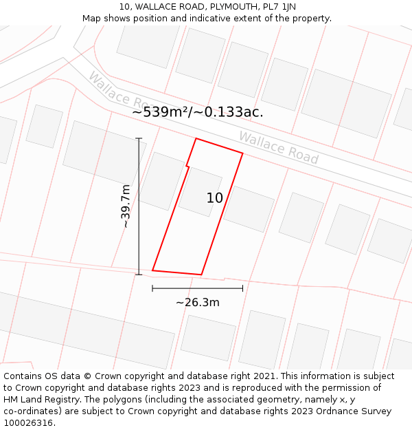 10, WALLACE ROAD, PLYMOUTH, PL7 1JN: Plot and title map