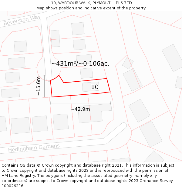 10, WARDOUR WALK, PLYMOUTH, PL6 7ED: Plot and title map