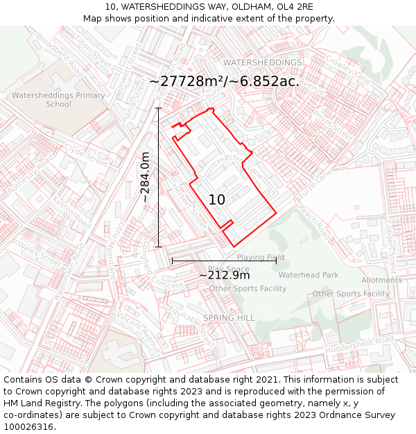 10, WATERSHEDDINGS WAY, OLDHAM, OL4 2RE: Plot and title map