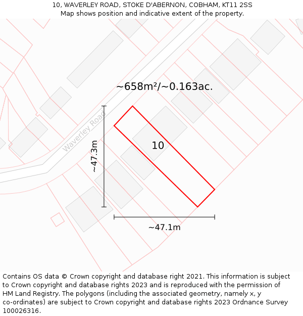 10, WAVERLEY ROAD, STOKE D'ABERNON, COBHAM, KT11 2SS: Plot and title map