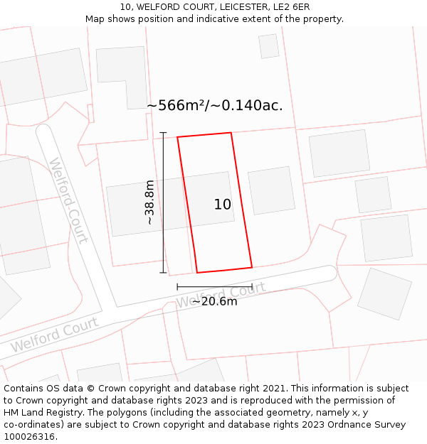 10, WELFORD COURT, LEICESTER, LE2 6ER: Plot and title map