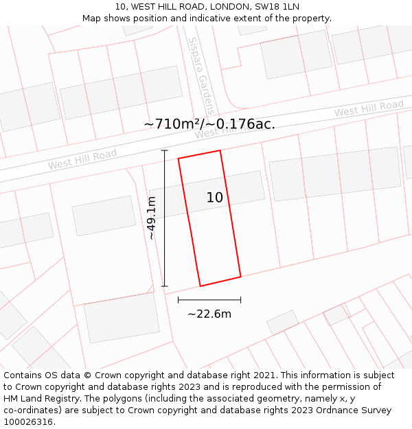 10, WEST HILL ROAD, LONDON, SW18 1LN: Plot and title map