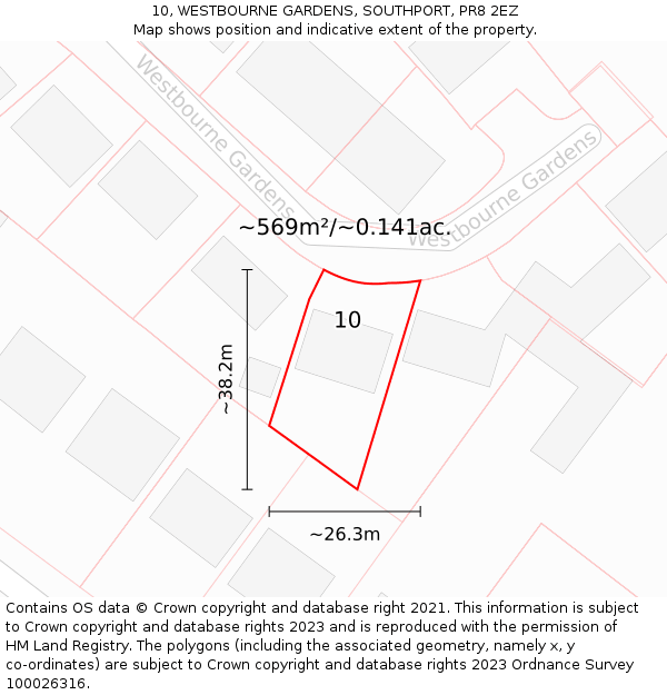 10, WESTBOURNE GARDENS, SOUTHPORT, PR8 2EZ: Plot and title map