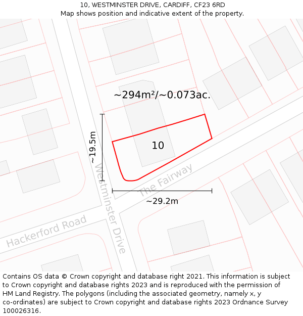 10, WESTMINSTER DRIVE, CARDIFF, CF23 6RD: Plot and title map