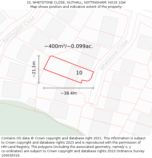 10, WHETSTONE CLOSE, NUTHALL, NOTTINGHAM, NG16 1QW: Plot and title map