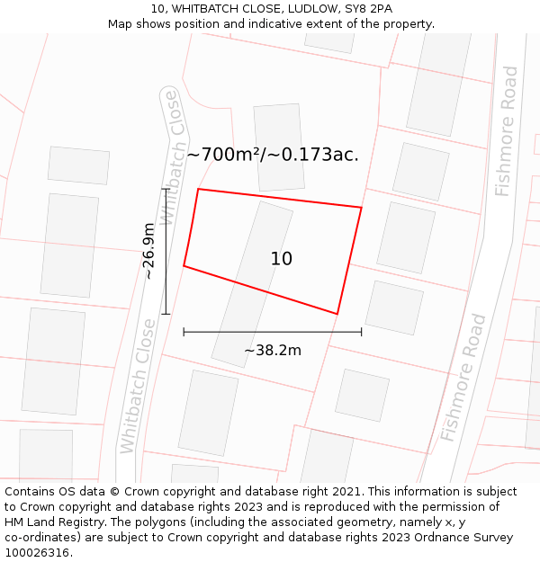 10, WHITBATCH CLOSE, LUDLOW, SY8 2PA: Plot and title map