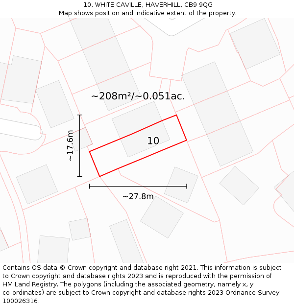 10, WHITE CAVILLE, HAVERHILL, CB9 9QG: Plot and title map