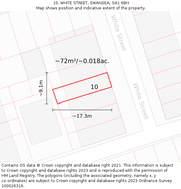 10, WHITE STREET, SWANSEA, SA1 6BH: Plot and title map