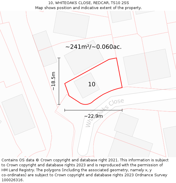 10, WHITEOAKS CLOSE, REDCAR, TS10 2SS: Plot and title map