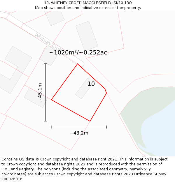 10, WHITNEY CROFT, MACCLESFIELD, SK10 1RQ: Plot and title map