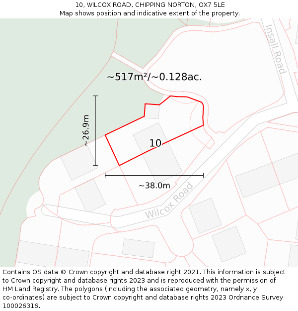 10, WILCOX ROAD, CHIPPING NORTON, OX7 5LE: Plot and title map