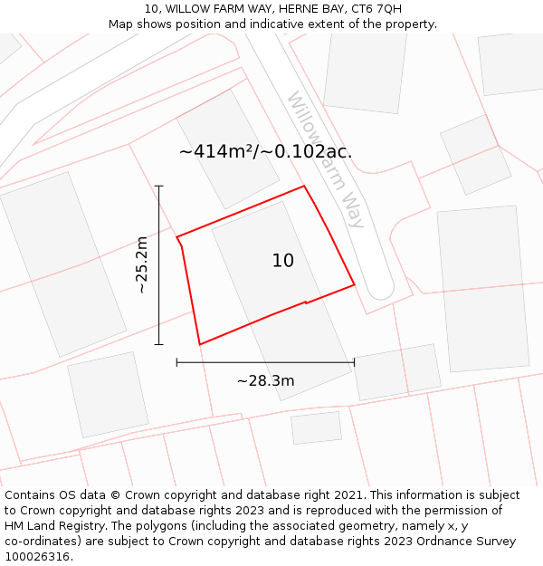 10, WILLOW FARM WAY, HERNE BAY, CT6 7QH: Plot and title map