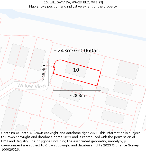 10, WILLOW VIEW, WAKEFIELD, WF2 9TJ: Plot and title map