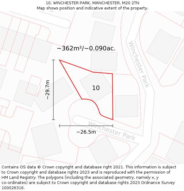 10, WINCHESTER PARK, MANCHESTER, M20 2TN: Plot and title map