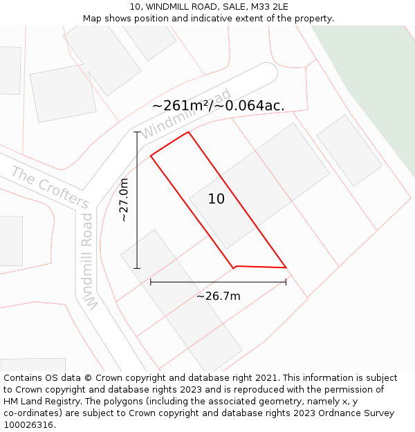 10, WINDMILL ROAD, SALE, M33 2LE: Plot and title map