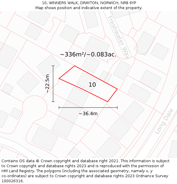 10, WINNERS WALK, DRAYTON, NORWICH, NR8 6YP: Plot and title map