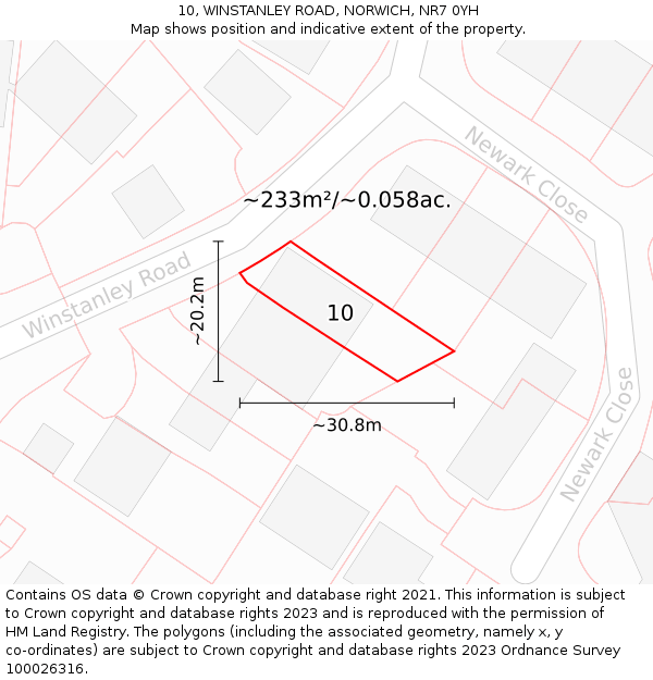 10, WINSTANLEY ROAD, NORWICH, NR7 0YH: Plot and title map