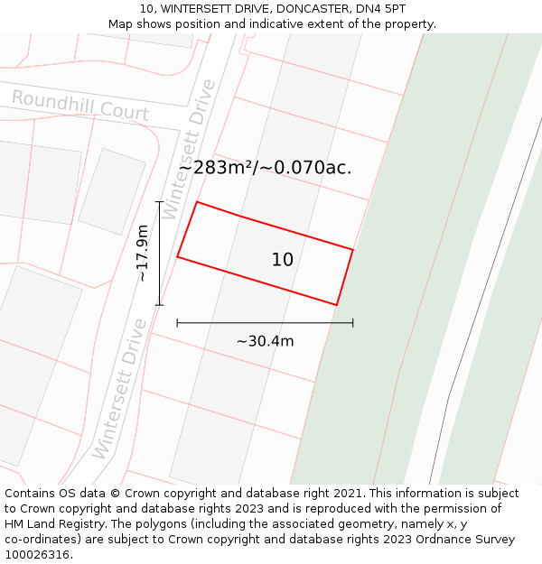 10, WINTERSETT DRIVE, DONCASTER, DN4 5PT: Plot and title map