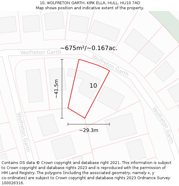 10, WOLFRETON GARTH, KIRK ELLA, HULL, HU10 7AD: Plot and title map