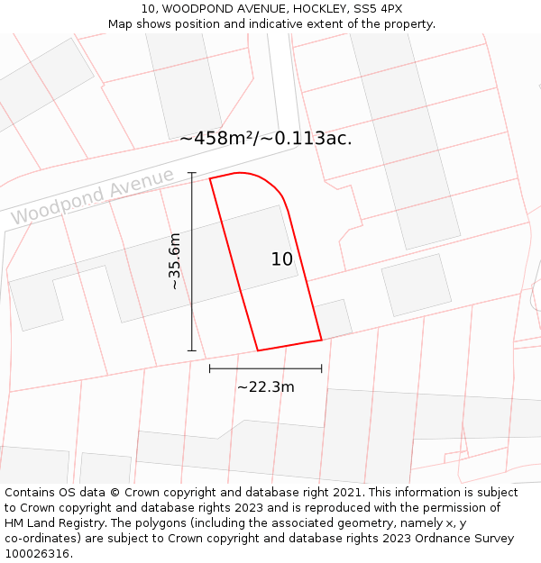 10, WOODPOND AVENUE, HOCKLEY, SS5 4PX: Plot and title map