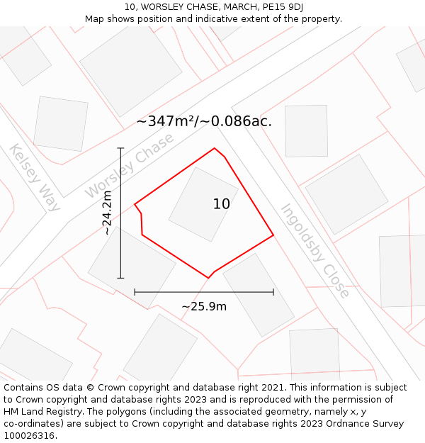 10, WORSLEY CHASE, MARCH, PE15 9DJ: Plot and title map