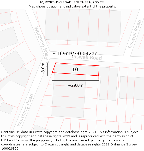 10, WORTHING ROAD, SOUTHSEA, PO5 2RL: Plot and title map