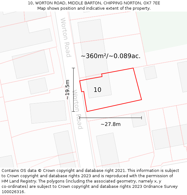 10, WORTON ROAD, MIDDLE BARTON, CHIPPING NORTON, OX7 7EE: Plot and title map