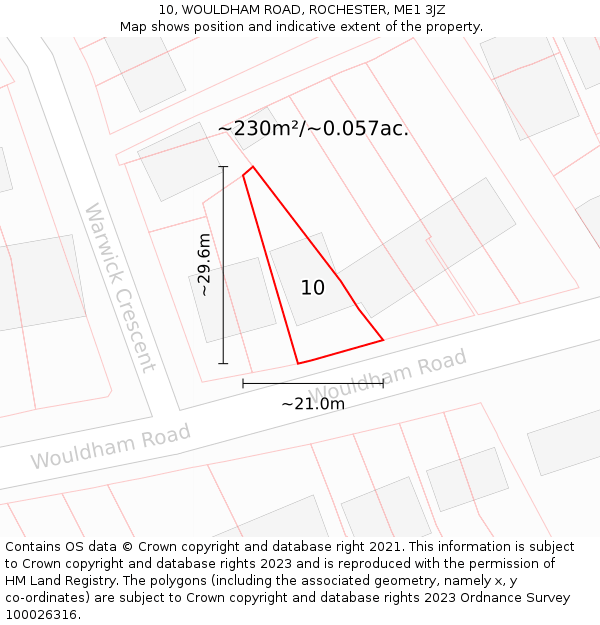 10, WOULDHAM ROAD, ROCHESTER, ME1 3JZ: Plot and title map