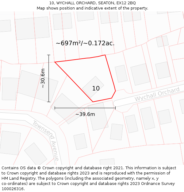 10, WYCHALL ORCHARD, SEATON, EX12 2BQ: Plot and title map