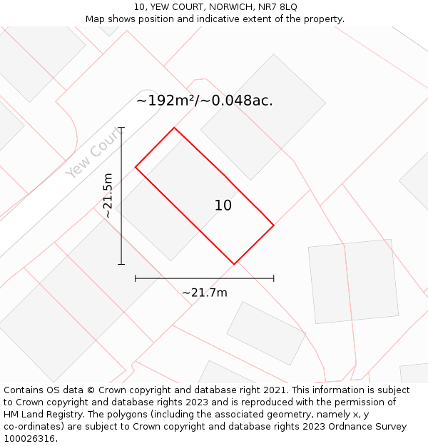 10, YEW COURT, NORWICH, NR7 8LQ: Plot and title map