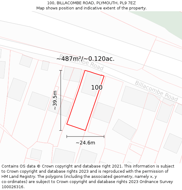 100, BILLACOMBE ROAD, PLYMOUTH, PL9 7EZ: Plot and title map