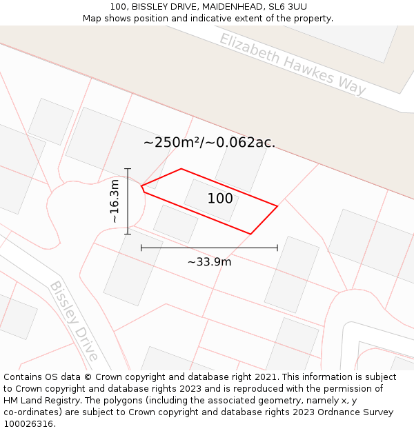 100, BISSLEY DRIVE, MAIDENHEAD, SL6 3UU: Plot and title map