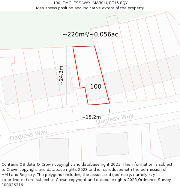 100, DAGLESS WAY, MARCH, PE15 8QY: Plot and title map