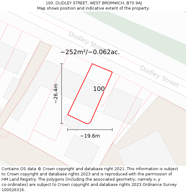 100, DUDLEY STREET, WEST BROMWICH, B70 9AJ: Plot and title map