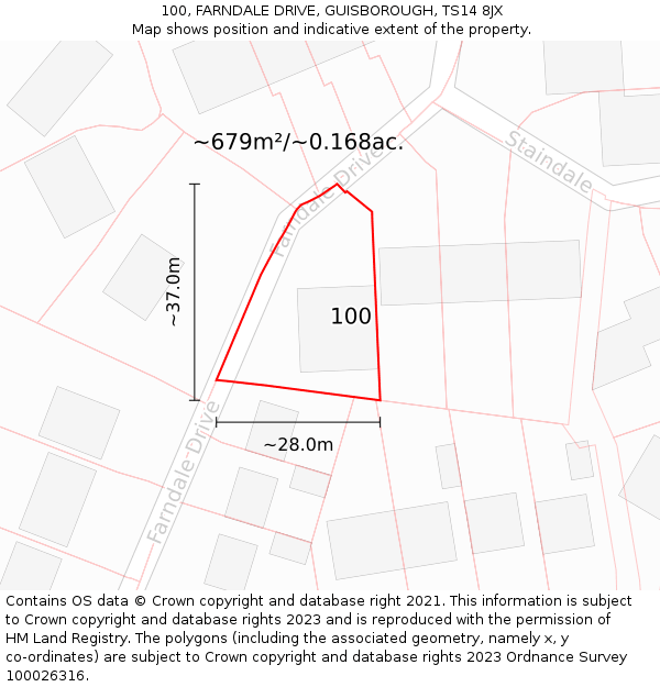 100, FARNDALE DRIVE, GUISBOROUGH, TS14 8JX: Plot and title map