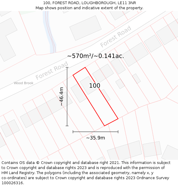 100, FOREST ROAD, LOUGHBOROUGH, LE11 3NR: Plot and title map