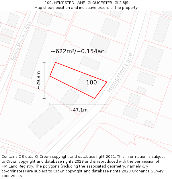 100, HEMPSTED LANE, GLOUCESTER, GL2 5JS: Plot and title map