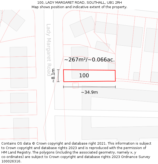 100, LADY MARGARET ROAD, SOUTHALL, UB1 2RH: Plot and title map