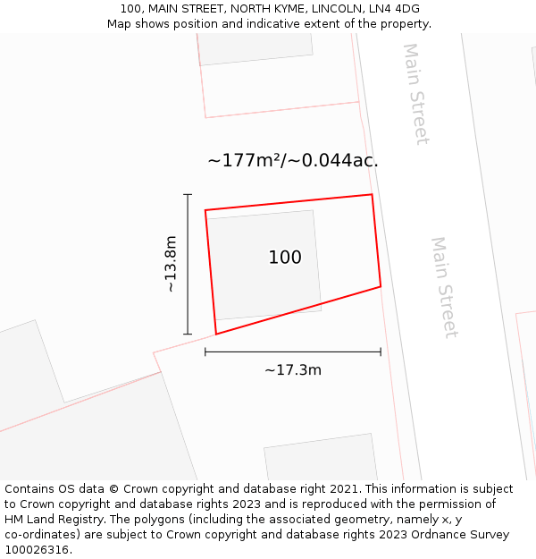 100, MAIN STREET, NORTH KYME, LINCOLN, LN4 4DG: Plot and title map