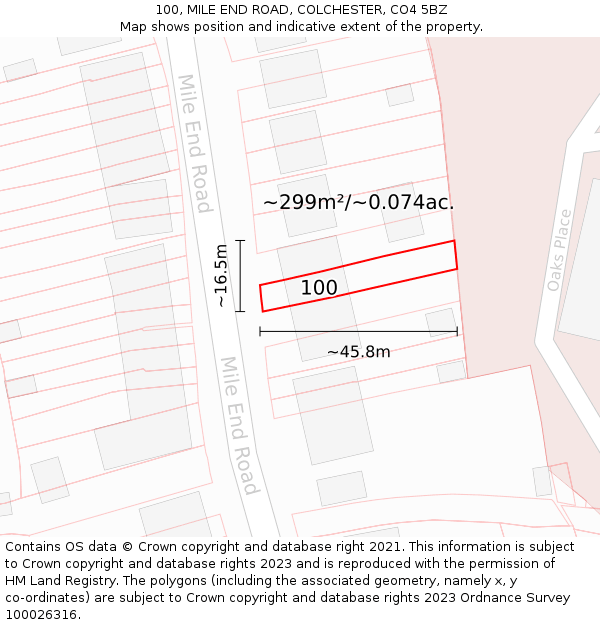 100, MILE END ROAD, COLCHESTER, CO4 5BZ: Plot and title map