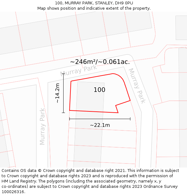 100, MURRAY PARK, STANLEY, DH9 0PU: Plot and title map