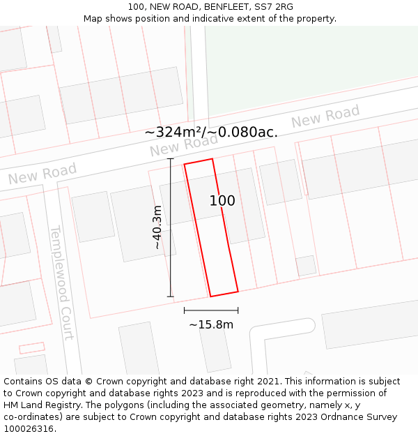 100, NEW ROAD, BENFLEET, SS7 2RG: Plot and title map