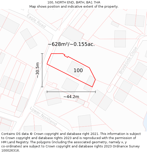 100, NORTH END, BATH, BA1 7HA: Plot and title map