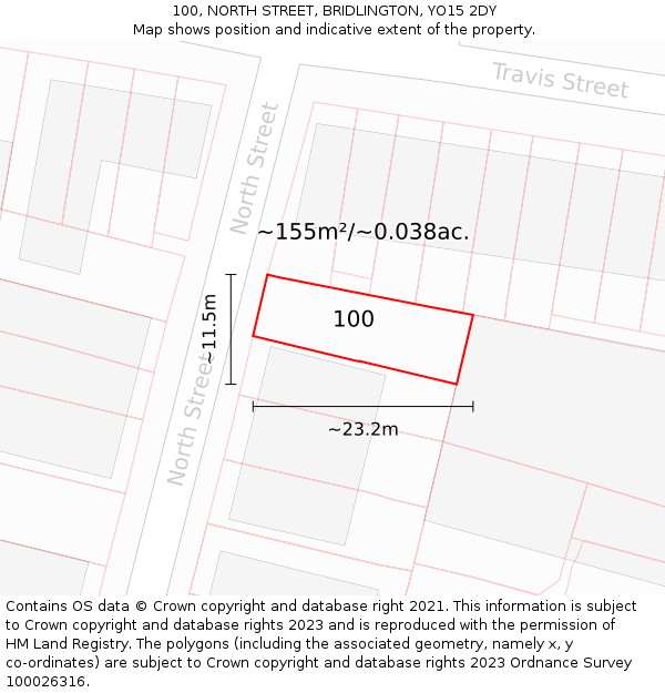 100, NORTH STREET, BRIDLINGTON, YO15 2DY: Plot and title map