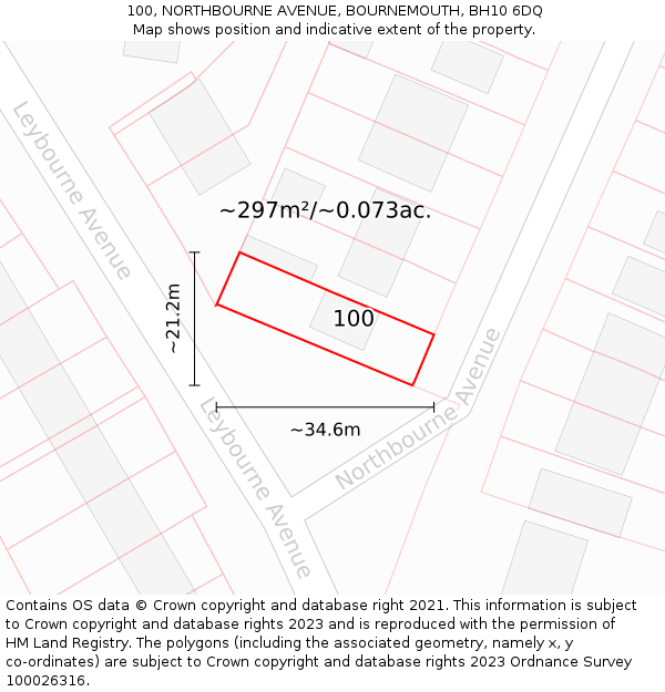 100, NORTHBOURNE AVENUE, BOURNEMOUTH, BH10 6DQ: Plot and title map