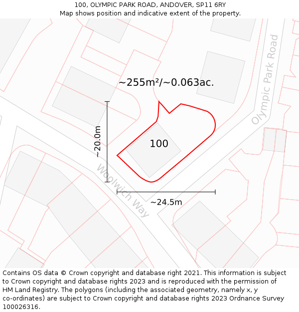 100, OLYMPIC PARK ROAD, ANDOVER, SP11 6RY: Plot and title map