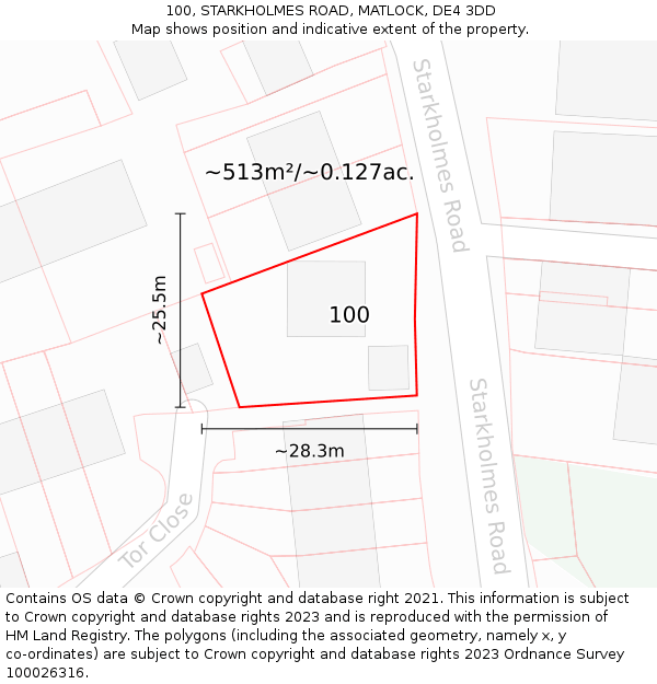 100, STARKHOLMES ROAD, MATLOCK, DE4 3DD: Plot and title map