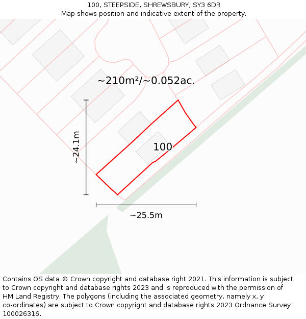 100, STEEPSIDE, SHREWSBURY, SY3 6DR: Plot and title map