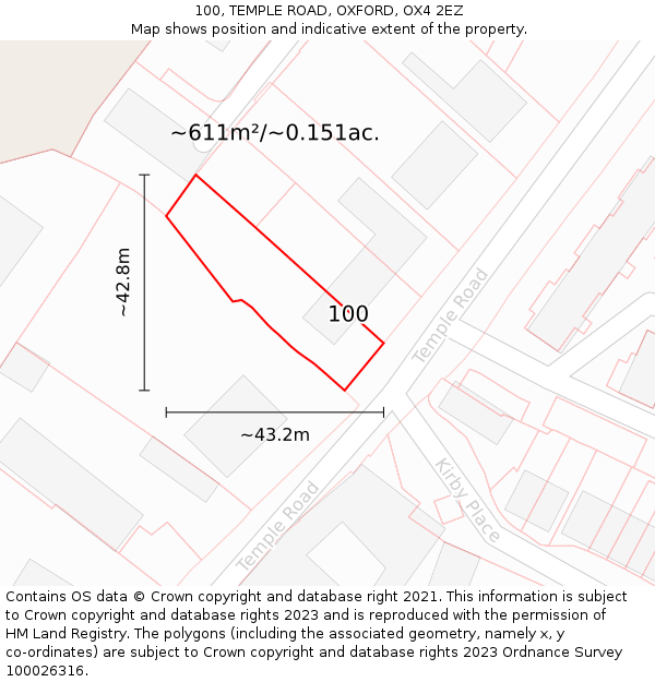 100, TEMPLE ROAD, OXFORD, OX4 2EZ: Plot and title map